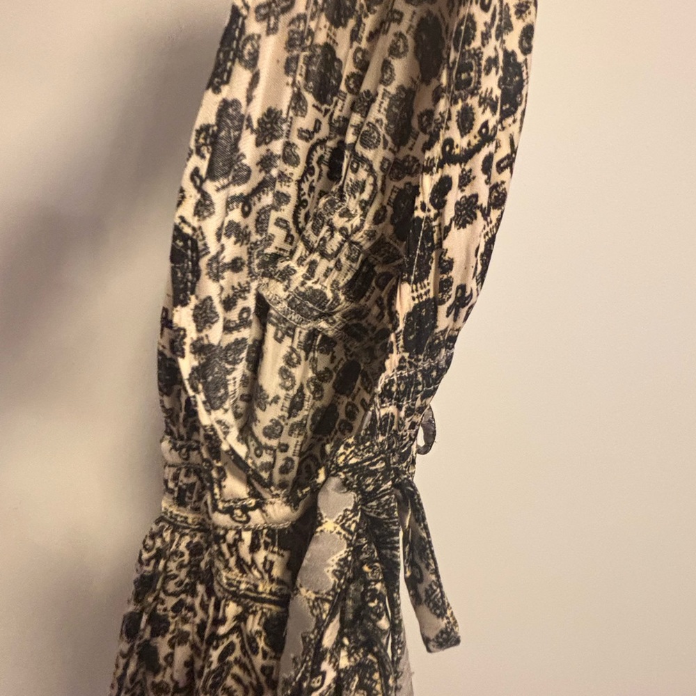 Free People Black and Cream Patterned Dress - Picture 4 of 9